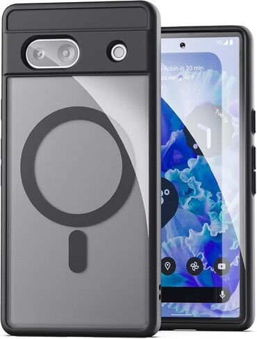 Encased Magnetic Case for Google Pixel 7a (2023) Compatible with MagSafe Charging & Accessories, Clear/Black (PIXEL-7A 2023) in Saudi Arabia