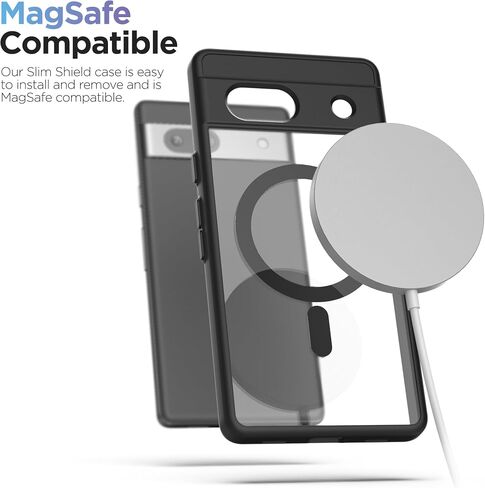 Encased Magnetic Case for Google Pixel 7a (2023) Compatible with MagSafe Charging & Accessories, Clear/Black (PIXEL-7A 2023) in Saudi Arabia