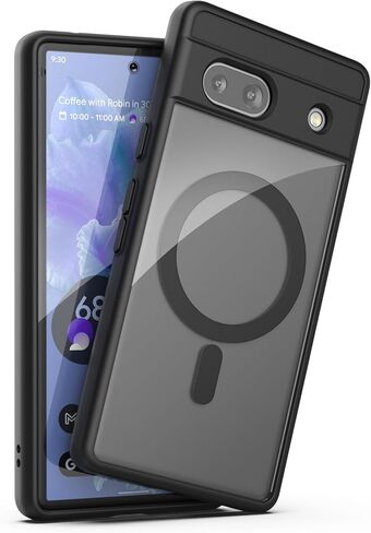 Encased Magnetic Case for Google Pixel 7a (2023) Compatible with MagSafe Charging & Accessories, Clear/Black (PIXEL-7A 2023) in Saudi Arabia