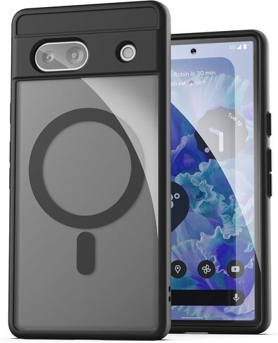 Encased Magnetic Case for Google Pixel 7a (2023) Compatible with MagSafe Charging & Accessories, Clear/Black (PIXEL-7A 2023) in Saudi Arabia