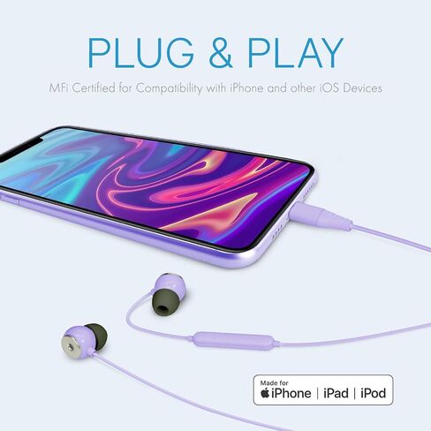 Realm Lightning Earbuds Apple MFi Certified Headphones, in-Ear Headphones with Lightning Connector, Built-in Microphone, Hands-Free Calling and Track Controls, Rose Gold, Pink, RLMA12RG in Kuwait