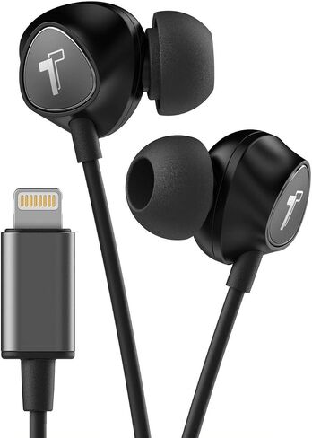 سماعات iPhone سلكية من Thore مع سماعات موصل Lightning - معتمدة من MFi من Apple Earbuds وميكروفون سلكي داخل الأذن وجهاز تحكم عن بعد لهواتف iPhone 14 Pro Max و13 و12 Mini وXR وXs و11 و7 و8 (أسود) in Saudi Arabia