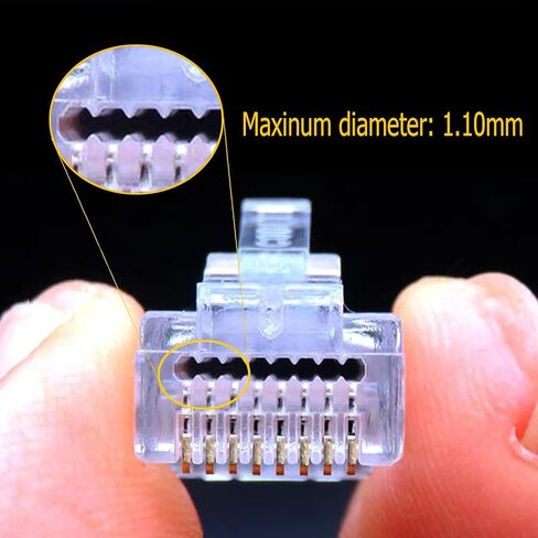 ViNet RJ45 Cat6 تمر عبر الموصلات UTP Cat6 ينتهي Cat6 المقابس للأسلاك الصلبة والكابلات القياسية - 100 حزمة in Kuwait