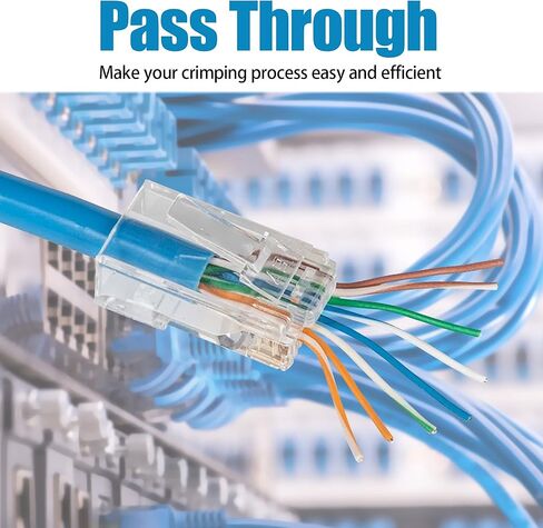 ViNet RJ45 Cat6 تمر عبر الموصلات UTP Cat6 ينتهي Cat6 المقابس للأسلاك الصلبة والكابلات القياسية - 100 حزمة in Kuwait