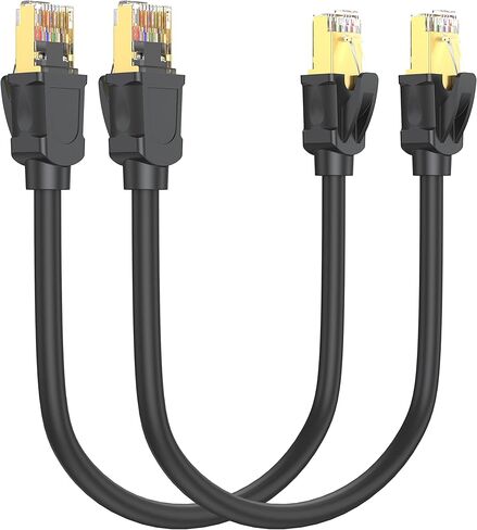UKYEE Cat8 كابل إيثرنت 1FT 2-Pack، كابل قصير لشبكة الإنترنت Cat 8 عالي السرعة 40 جيجابت في الثانية 2000 ميجا هرتز للوحة التصحيح، والشبكة المنزلية، وإدارة الكابلات، والمفاتيح، وجهاز التوجيه، والمودم. in Kuwait