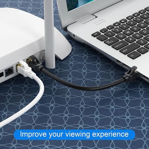 UKYEE Cat8 كابل إيثرنت 1FT 2-Pack، كابل قصير لشبكة الإنترنت Cat 8 عالي السرعة 40 جيجابت في الثانية 2000 ميجا هرتز للوحة التصحيح، والشبكة المنزلية، وإدارة الكابلات، والمفاتيح، وجهاز التوجيه، والمودم. in Kuwait