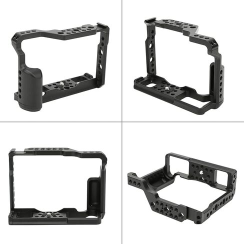 قفص تلاعب DSLR لـ Fuji XT2 XT3 إطار تثبيت قفص واقي من سبائك الألومنيوم مع فتحة براغي 1/4 3/8 وحامل حذاء بارد للميكروفون، ضوء LED in Kuwait