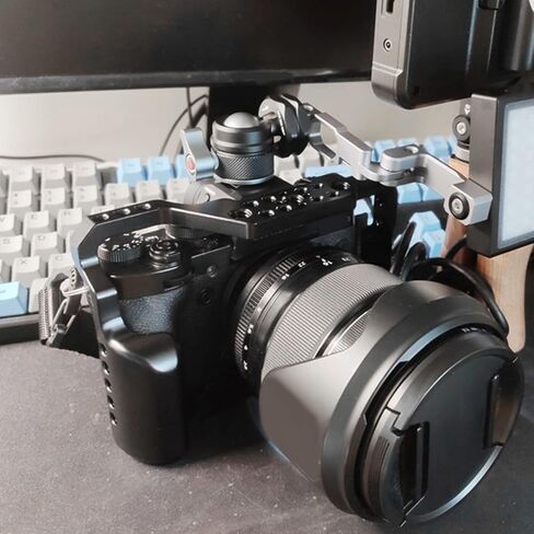 قفص تلاعب DSLR لـ Fuji XT2 XT3 إطار تثبيت قفص واقي من سبائك الألومنيوم مع فتحة براغي 1/4 3/8 وحامل حذاء بارد للميكروفون، ضوء LED in Kuwait