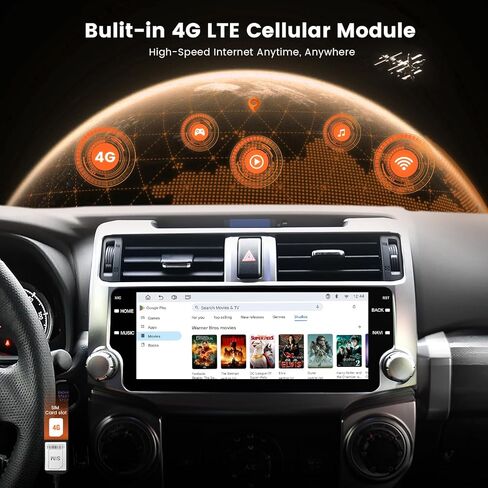 وحدة رأس Dasaita 8GB+256GB لـ 2010-2019 Toyota 4Runner 10.25 بوصة 2K شاشة لمس ستيريو للسيارة، ملاحة GPS، Apple CarPlay Android Auto، شبكة 4G مدمجة، Android 12، Qualcomm 8 Core in Kuwait