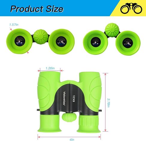 مناظير VisionKids للأطفال 4+، BAK4 HD 8X21 ضوء مضغوط عالي الدقة مقاوم للصدمات، نظارات رؤية ليلية، استكشاف الطبيعة للأطفال، مشاهدة الطيور، الصيد، المشي لمسافات طويلة، ألعاب التخييم. مناظير HappiVIEW للأطفال in Kuwait