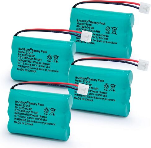 بطارية هاتف لاسلكية قابلة لإعادة الشحن BAOBIAN 27910 متوافقة مع V-Tech 89-1323-00-00 Vtech 27910 I6725 Motorola SD-7501 RadioShack 23-959 (4 عبوات) in Kuwait