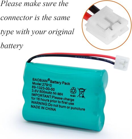 بطارية هاتف لاسلكية قابلة لإعادة الشحن BAOBIAN 27910 متوافقة مع V-Tech 89-1323-00-00 Vtech 27910 I6725 Motorola SD-7501 RadioShack 23-959 (4 عبوات) in Kuwait