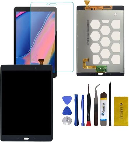 محول رقمي لشاشة اللمس LCD من ANWARKA متوافق مع Samsung Galaxy Tab A SM-T550 T550 SM-T555 T555 LCD استبدال مجموعة شاشة اللمس مع زجاج مقسى وأداة (أسود) in Kuwait