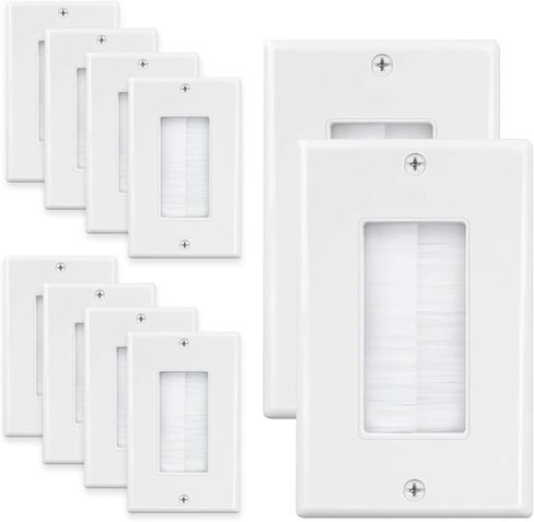 1 لوحة حائط لفرشاة عصابة (10 عبوات)، لوحة حائط بنمط زخرفي، فرشاة بيضاء تمر عبر كابل حائط من خلال إدخال كابل عصابة واحدة لأسلاك السماعات، محورية، HDMI، الشبكة، HDTV، أنظمة المسرح المنزلي in Kuwait