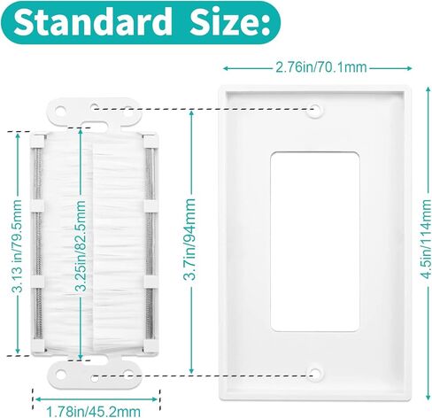 1 لوحة حائط لفرشاة عصابة (10 عبوات)، لوحة حائط بنمط زخرفي، فرشاة بيضاء تمر عبر كابل حائط من خلال إدخال كابل عصابة واحدة لأسلاك السماعات، محورية، HDMI، الشبكة، HDTV، أنظمة المسرح المنزلي in Kuwait