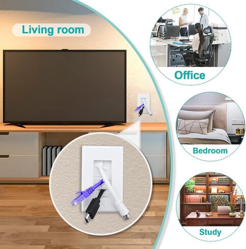 1 لوحة حائط لفرشاة عصابة (10 عبوات)، لوحة حائط بنمط زخرفي، فرشاة بيضاء تمر عبر كابل حائط من خلال إدخال كابل عصابة واحدة لأسلاك السماعات، محورية، HDMI، الشبكة، HDTV، أنظمة المسرح المنزلي in Kuwait