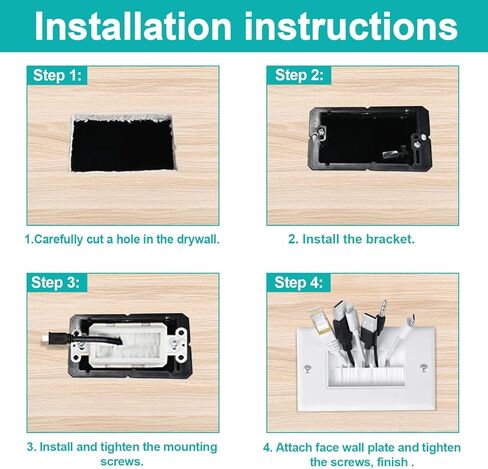 1 لوحة حائط لفرشاة عصابة (10 عبوات)، لوحة حائط بنمط زخرفي، فرشاة بيضاء تمر عبر كابل حائط من خلال إدخال كابل عصابة واحدة لأسلاك السماعات، محورية، HDMI، الشبكة، HDTV، أنظمة المسرح المنزلي in Kuwait