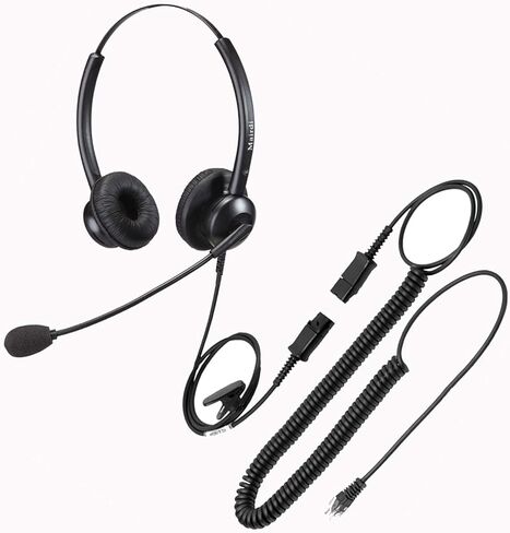 سماعة هاتف مع مقبس RJ9 للخطوط الأرضية للمكاتب، سماعة رأس لمركز الاتصال مع ميكروفون عازل للضوضاء لهاتف IP، تعمل مع Yealink T21P T42G T46G T48G Grandstream in Kuwait