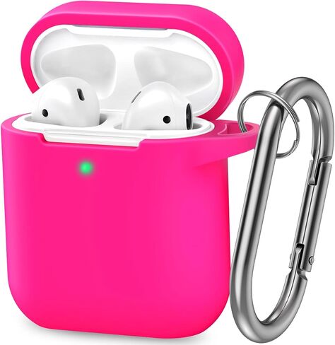 ATUAT AirPods Case Cover, Full Protective Silicone Skin Dust-Proof Designed for Apple AirPods 1st 2nd Generation with Keychain, Front LED Visible, Midnight Blue in Kuwait