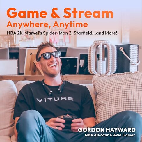 VITURE One XR/AR Smart Glasses & Neckband Pack, Official Partner of PSPlay & XBXPlay, Remote Play, Compatible with Playstation/Xbox/PC Games, Streaming On The Go, 128GB Storage, Bluetooth (Jet Black) in Kuwait