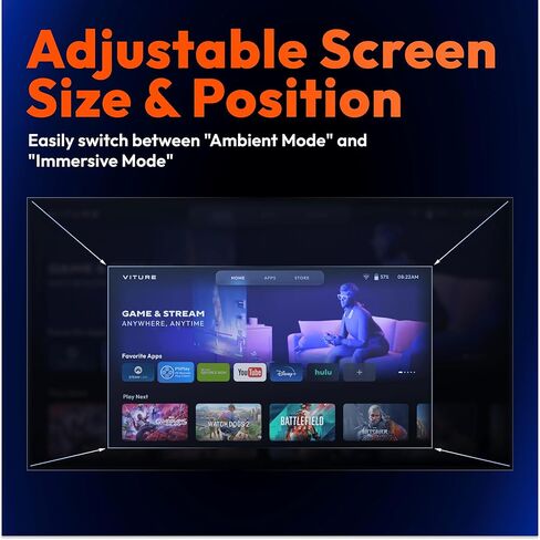 VITURE One XR/AR Smart Glasses & Neckband Pack, Official Partner of PSPlay & XBXPlay, Remote Play, Compatible with Playstation/Xbox/PC Games, Streaming On The Go, 128GB Storage, Bluetooth (Jet Black) in Kuwait