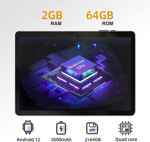 تابلت SGIN Android 12، شاشة 10.1 بوصة، 2 جيجا رام، 64 جيجا ذاكرة قراءة فقط مع معالج رباعي النواة A133 1.6 جيجا هرتز، كاميرا 2 ميجابكسل + 5 ميجابكسل، بلوتوث، واي فاي، نظام تحديد المواقع العالمي، 5000 مللي أمبير (أسود) in Saudi Arabia