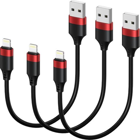 Bkduice 3Pack كابل iPhone قصير 1 قدم، سلك شاحن iPhone 1 قدم Lightning إلى USB كابل مزامنة البيانات 12 بوصة سلك شحن سريع متوافق مع iPhone 12/11 Pro/X/XR/XS Max/Plus/8/7/6، أحمر in Saudi Arabia
