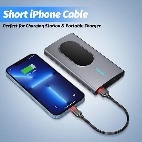 Bkduice 3Pack كابل iPhone قصير 1 قدم، سلك شاحن iPhone 1 قدم Lightning إلى USB كابل مزامنة البيانات 12 بوصة سلك شحن سريع متوافق مع iPhone 12/11 Pro/X/XR/XS Max/Plus/8/7/6، أحمر in Saudi Arabia