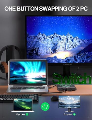 USB3.0 محدد التبديل، SIVXNEM 4 منافذ 2 أجهزة كمبيوتر محول محور USB محول لطابعة الكمبيوتر والماسح الضوئي ولوحة المفاتيح U-Disk محركات الأقراص الصلبة مع مفتاح زر و2 كابل USB ذكر (أسود) in Kuwait