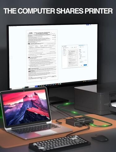 USB3.0 محدد التبديل، SIVXNEM 4 منافذ 2 أجهزة كمبيوتر محول محور USB محول لطابعة الكمبيوتر والماسح الضوئي ولوحة المفاتيح U-Disk محركات الأقراص الصلبة مع مفتاح زر و2 كابل USB ذكر (أسود) in Kuwait