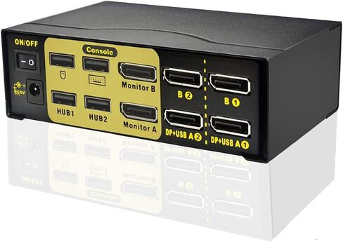 2 Port KVM Switch Dual Monitor DisplayPort 4K 60Hz,2 Computers 2 Monitors DP KVM Switch with USB 2.0 HUB,DP 1.2 Kvm Switch,EDID and 1.2 HDCP, PC Monitor Keyboard Mouse Switcher with Cables in Kuwait