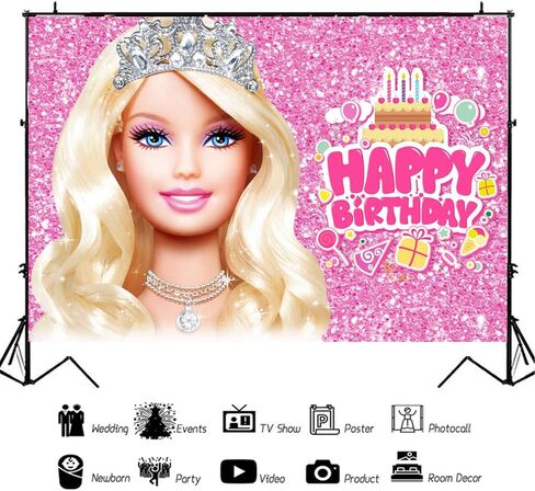 Withu Pink Backdrop for Girls Lady Women Birthday Party Sparkle Cake Table Decor Photoshoot Studio Video Photography Background Banner Photo Props in Kuwait