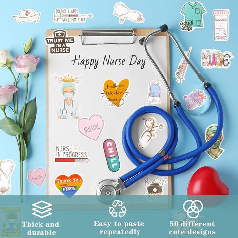 100 قطعة من ملصقات يوم الممرضات الصغيرة للمستشفى من الفينيل ملصقات مقاومة للماء ملصقات ممرضة مقاومة للماء ملصقات الكمبيوتر المحمول الطبية ملصقات كرتونية من الفينيل للتمريض لتزيين زجاجة المياه والكمبيوتر المحمول in Kuwait