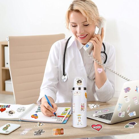 100 قطعة من ملصقات يوم الممرضات الصغيرة للمستشفى من الفينيل ملصقات مقاومة للماء ملصقات ممرضة مقاومة للماء ملصقات الكمبيوتر المحمول الطبية ملصقات كرتونية من الفينيل للتمريض لتزيين زجاجة المياه والكمبيوتر المحمول in Kuwait
