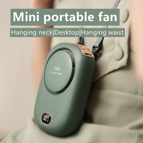 Personal Fan for Neck Portable USB Mini Fan with Lanyard 3 Speeds Digital Display Battery Powered Deluxe Necklace Fans for Running Working Cooking in Saudi Arabia