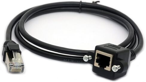 RJ45 Ethernet Extension Cable Cat 5E/5 Cat 6 Male to Female Shielded Screw Panel Mount Internet LAN Network Lead (0.3M) in Saudi Arabia