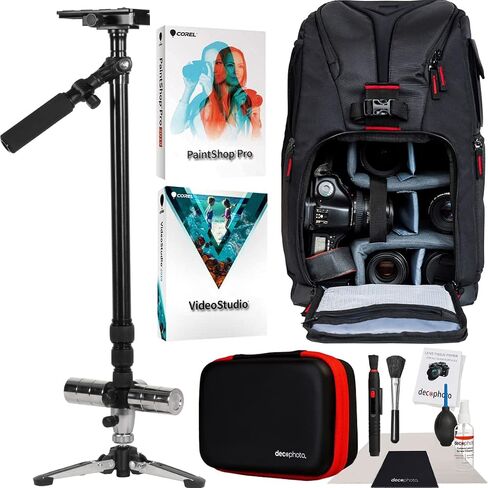 Vivitar VIV-ST-6000-BLK مثبت صور فيديو احترافي مقاس 59 بوصة مع حامل ثلاثي القوائم تلسكوبي ومنصة إطلاق سريع مع حقيبة ظهر للتصوير الفوتوغرافي من Deco Gear + مجموعة برامج وملحقات in Saudi Arabia