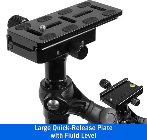 Vivitar VIV-ST-6000-BLK مثبت صور فيديو احترافي مقاس 59 بوصة مع حامل ثلاثي القوائم تلسكوبي ومنصة إطلاق سريع مع حقيبة ظهر للتصوير الفوتوغرافي من Deco Gear + مجموعة برامج وملحقات in Saudi Arabia