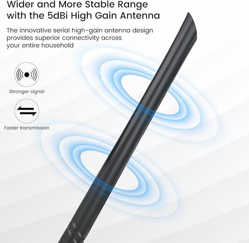 محول واي فاي للكمبيوتر - محول شبكة لاسلكي اناماكس AC1300 للابتوب مع هوائي مزدوج النطاق 5GHz عالي الكسب 5 ديسيبل، يدعم ويندوز 11، 10، 8.1، 8، 7، اكس بي، ماك او اس 10.9-10.15 in Kuwait