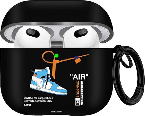 Gedicht for Airpods 3rd Generation Case Air Sports Shoes, Protective TPU Soft Cases Cover Rugged for Apple Airpod 3 Case with Keychain for Women Men，Black Red in Kuwait