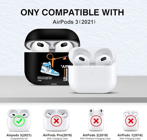 Gedicht for Airpods 3rd Generation Case Air Sports Shoes, Protective TPU Soft Cases Cover Rugged for Apple Airpod 3 Case with Keychain for Women Men，Black Red in Kuwait