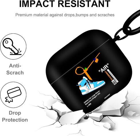 Gedicht for Airpods 3rd Generation Case Air Sports Shoes, Protective TPU Soft Cases Cover Rugged for Apple Airpod 3 Case with Keychain for Women Men，Black Red in Kuwait