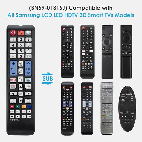 (BN59-01315J) Universal Remote Control with Backlit for Samsung TV Remote Control Replacement All Samsung LCD LED HDTV 3D Smart TVs Models in Kuwait