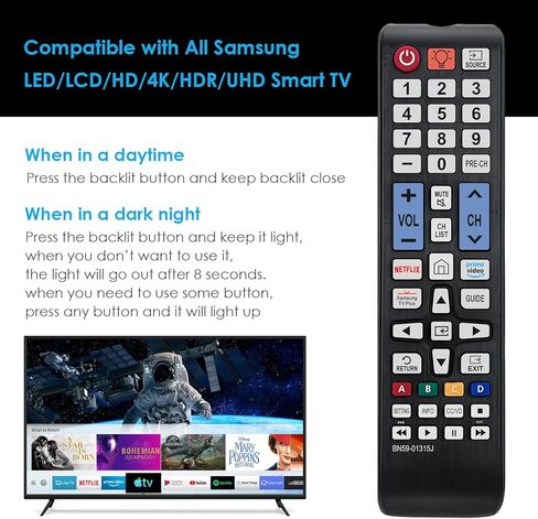(BN59-01315J) Universal Remote Control with Backlit for Samsung TV Remote Control Replacement All Samsung LCD LED HDTV 3D Smart TVs Models in Kuwait