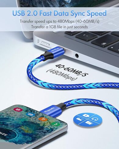 etguuds كابل USB C إلى USB C بطول 3 أقدام، 3 حزم PD 60 وات سلك شحن سريع من النوع C إلى النوع C لهاتف Samsung Galaxy S23 S22 S21 S20 Ultra S10 Note 20 5G، Z Flip Fold 5 4 3، Tab S8 S8+، Pixel، USB C حاسوب محمول in Kuwait