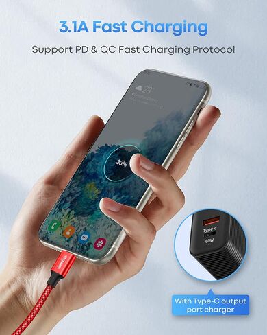 etguuds كابل USB C إلى USB C بطول 3 أقدام، 3 حزم PD 60 وات سلك شحن سريع من النوع C إلى النوع C لهاتف Samsung Galaxy S23 S22 S21 S20 Ultra S10 Note 20 5G، Z Flip Fold 5 4 3، Tab S8 S8+، Pixel، USB C حاسوب محمول in Kuwait