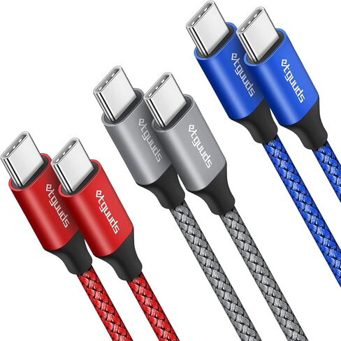 etguuds كابل USB C إلى USB C بطول 3 أقدام، 3 حزم PD 60 وات سلك شحن سريع من النوع C إلى النوع C لهاتف Samsung Galaxy S23 S22 S21 S20 Ultra S10 Note 20 5G، Z Flip Fold 5 4 3، Tab S8 S8+، Pixel، USB C حاسوب محمول in Kuwait