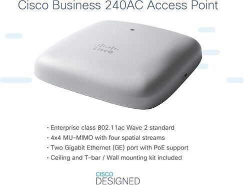 نقطة وصول واي فاي 240AC بيزنس من سيسكو | 802.11ac | 4x4 | 2 منافذ GbE | حامل سقف | حزمة من 3 قطع | حماية محدودة مدى الحياة (3-CBW240AC-B) in Saudi Arabia