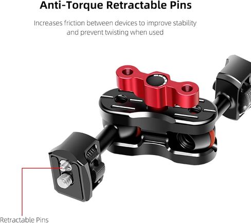 CofunKool Aluminum Magic arm with 1/4"-20 Screws Retractable Pins, 360 Degree Rotation, Articulating Magic Arm Double Ball Head Adapter for Monitor, Camera, and Lights, Max Load of 12 Ibs in Kuwait