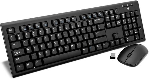مجموعة لوحة المفاتيح والماوس V7 CKU200UK USB/PS2 بتصميم إنجليزي (المملكة المتحدة، سلكي، USB، محول PS2، مفاتيح الوسائط الساخنة)، أسود in Saudi Arabia